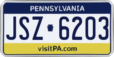 PA license plate JSZ6203