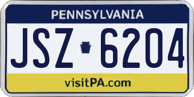 PA license plate JSZ6204