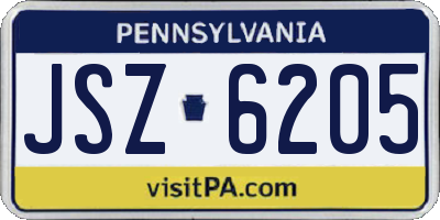 PA license plate JSZ6205