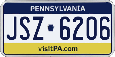 PA license plate JSZ6206