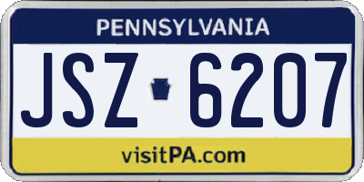 PA license plate JSZ6207