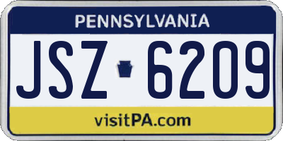 PA license plate JSZ6209