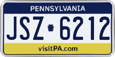 PA license plate JSZ6212