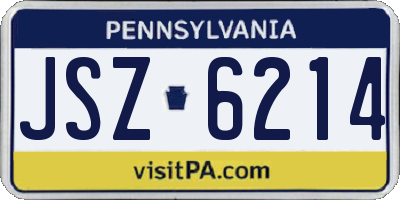 PA license plate JSZ6214