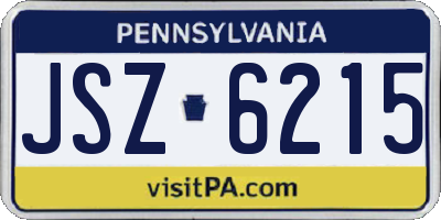 PA license plate JSZ6215