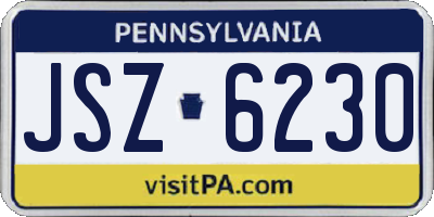PA license plate JSZ6230