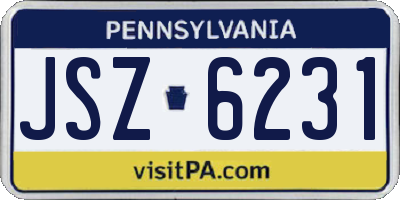 PA license plate JSZ6231