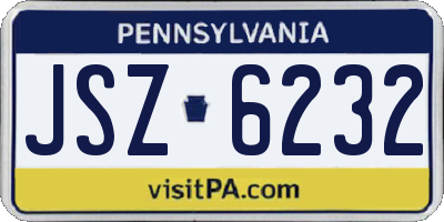 PA license plate JSZ6232