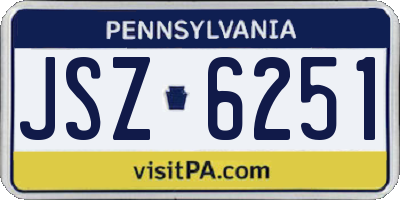 PA license plate JSZ6251