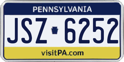 PA license plate JSZ6252