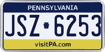 PA license plate JSZ6253