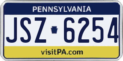 PA license plate JSZ6254