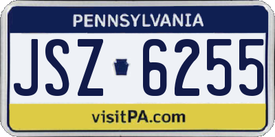 PA license plate JSZ6255