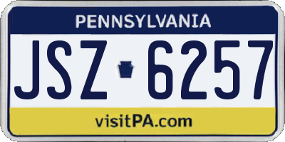 PA license plate JSZ6257