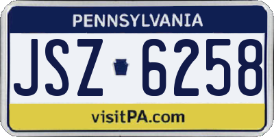 PA license plate JSZ6258