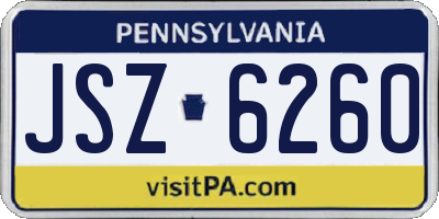 PA license plate JSZ6260