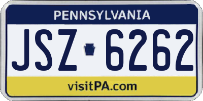 PA license plate JSZ6262