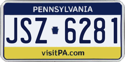 PA license plate JSZ6281