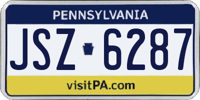 PA license plate JSZ6287