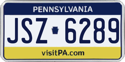 PA license plate JSZ6289