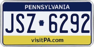 PA license plate JSZ6292