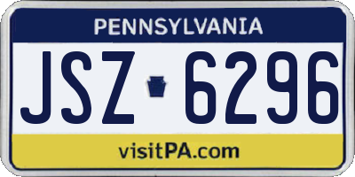 PA license plate JSZ6296