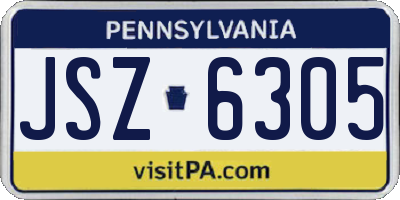 PA license plate JSZ6305