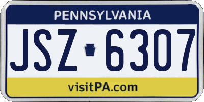 PA license plate JSZ6307