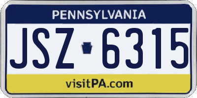 PA license plate JSZ6315