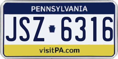 PA license plate JSZ6316