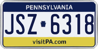 PA license plate JSZ6318