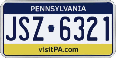 PA license plate JSZ6321