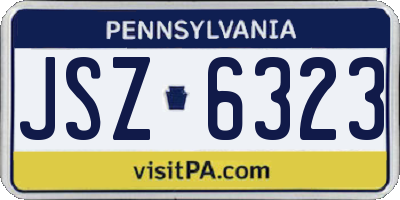 PA license plate JSZ6323