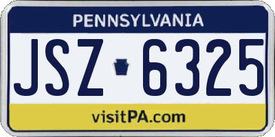 PA license plate JSZ6325