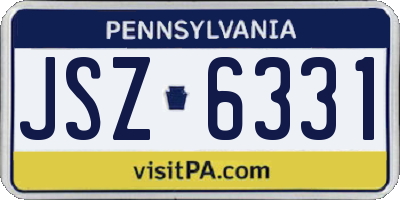 PA license plate JSZ6331