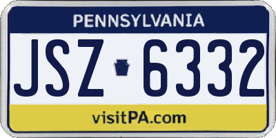 PA license plate JSZ6332