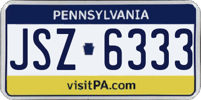 PA license plate JSZ6333