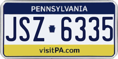 PA license plate JSZ6335