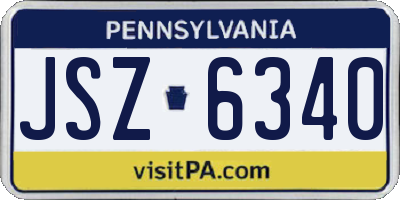 PA license plate JSZ6340