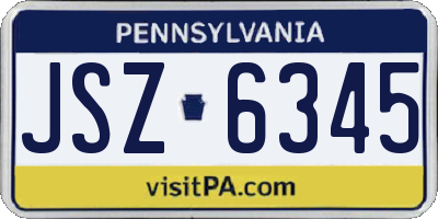 PA license plate JSZ6345