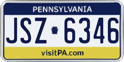 PA license plate JSZ6346