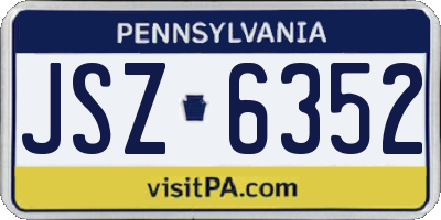 PA license plate JSZ6352