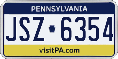 PA license plate JSZ6354