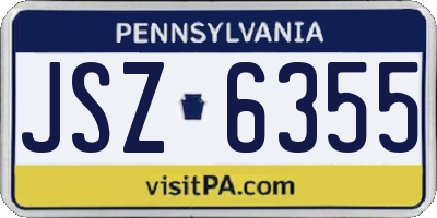 PA license plate JSZ6355