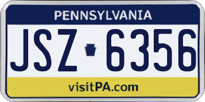PA license plate JSZ6356