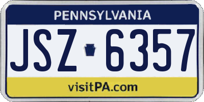 PA license plate JSZ6357