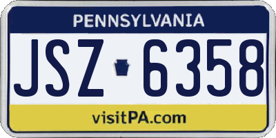 PA license plate JSZ6358