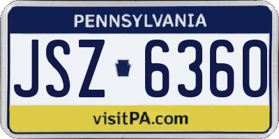 PA license plate JSZ6360