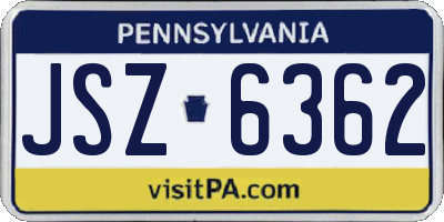 PA license plate JSZ6362