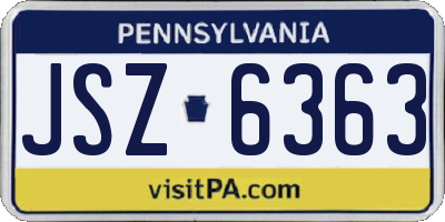 PA license plate JSZ6363